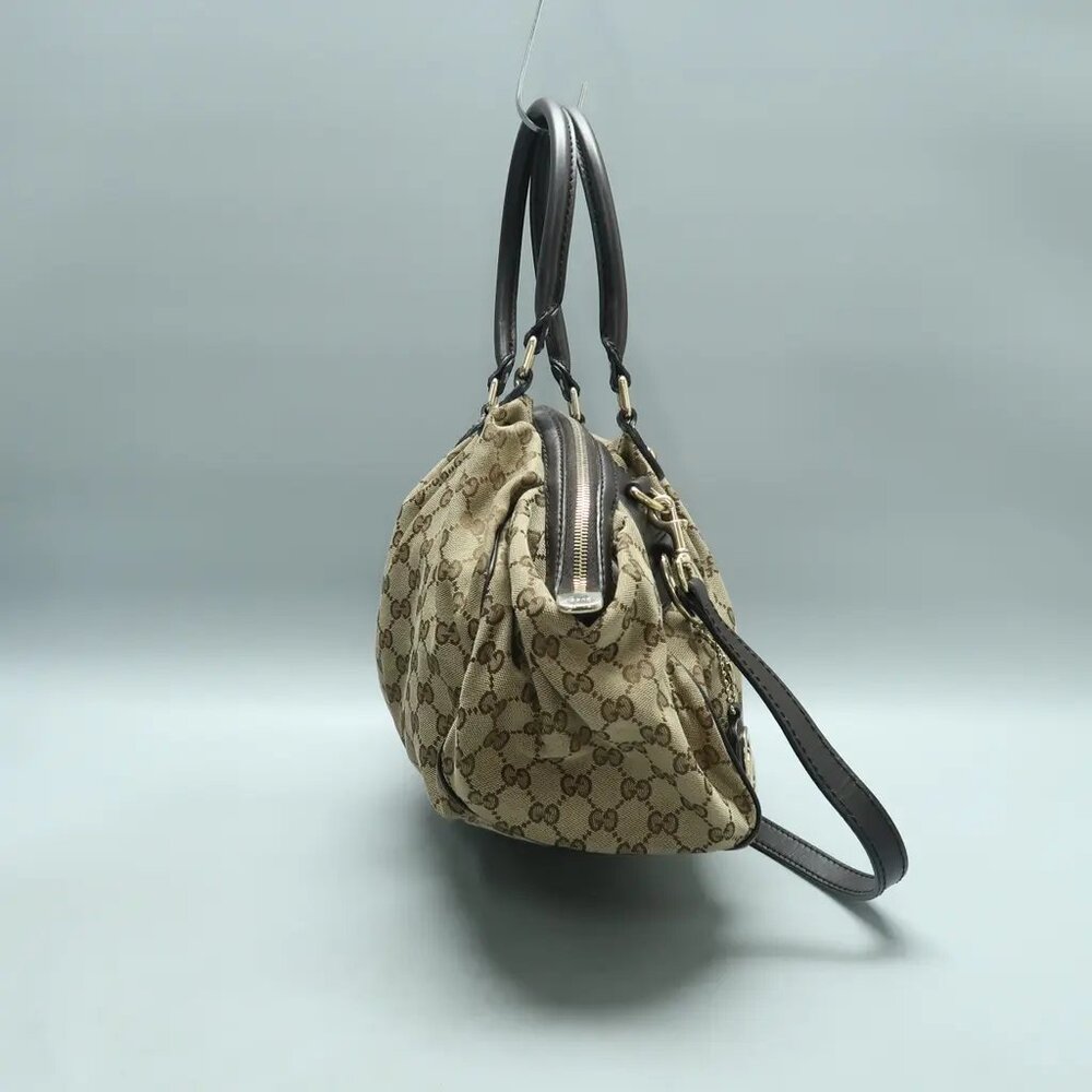 GUCCI Sukey Brown Cloth Satchel 567-011925 - Picture 4 of 12